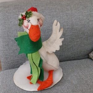 Festive Goose Bird Toy with Green Scarf